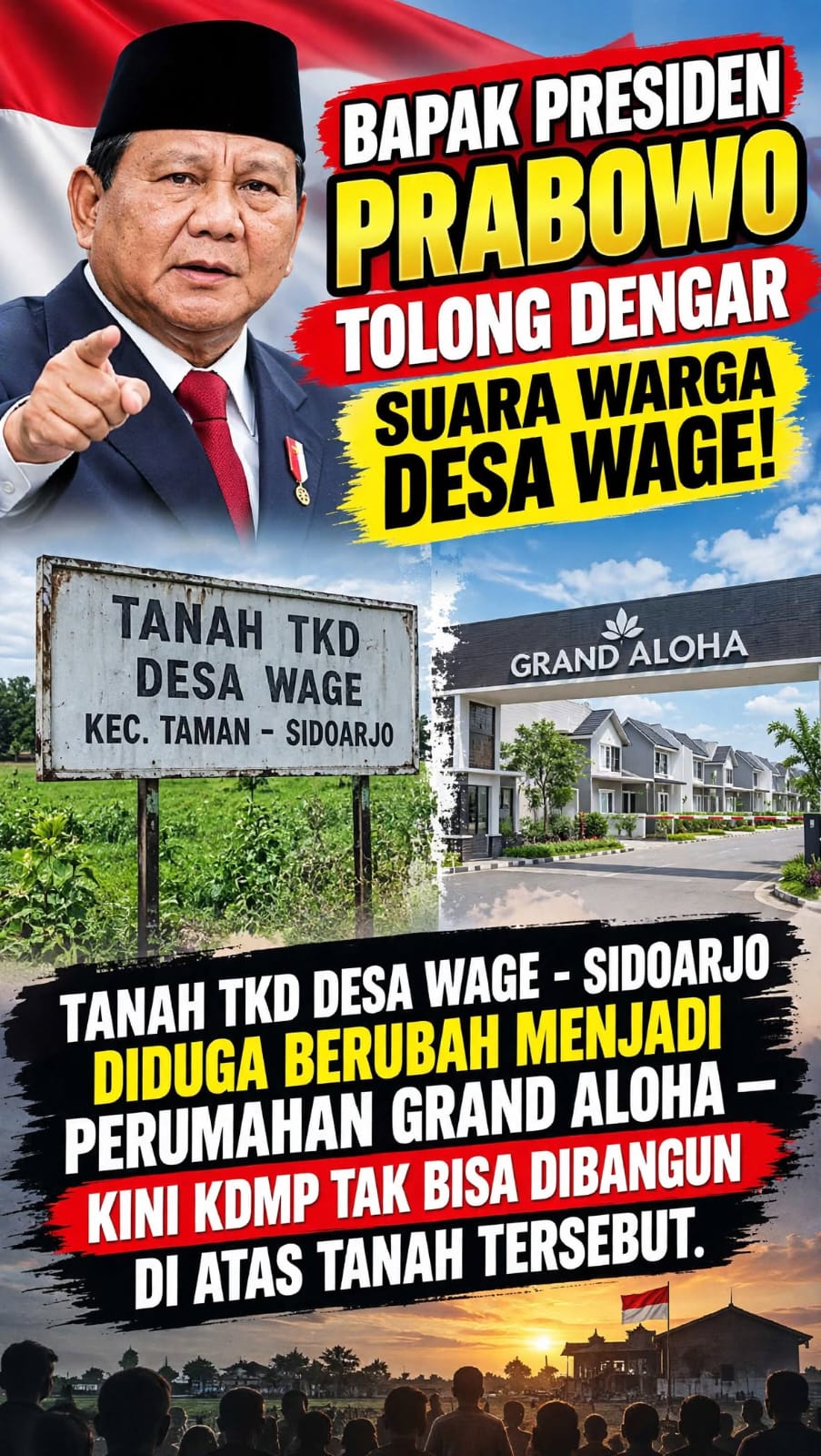 TANAH TKD WAGE DIPERTANYAKAN, GRAND ALOHA BERDIRI DI ATAS LAHAN YANG DIDUGA ASET DESA