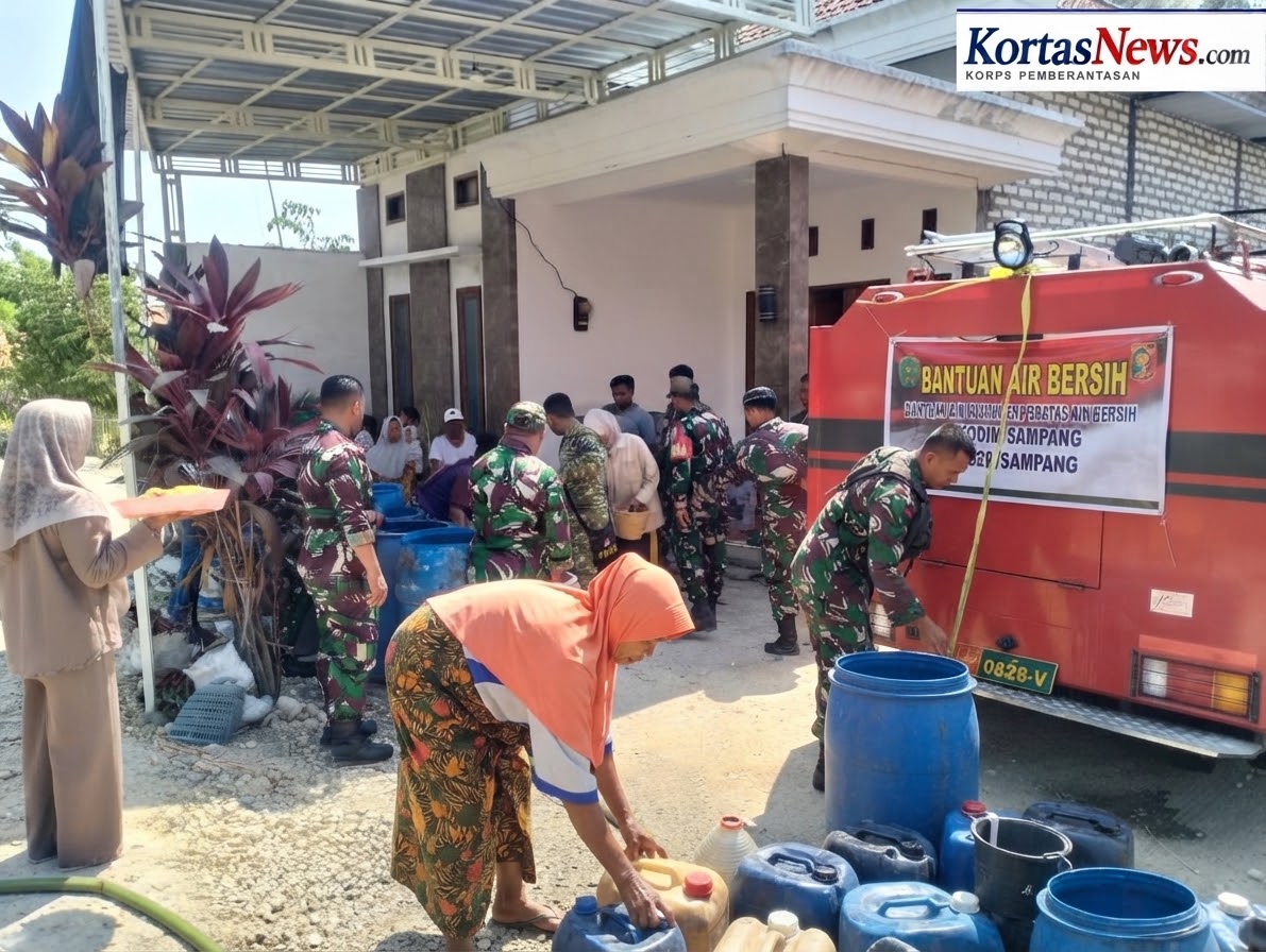 Respon Cepat Kekeringan, Kodim 0828/Sampang Hadirkan Air Bersih Untuk Warga Aengsareh