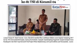 Rayakan HUT ke-81 TNI, Forkopimcam Torjun Kompak Datangi Koramil Bawa Tumpeng