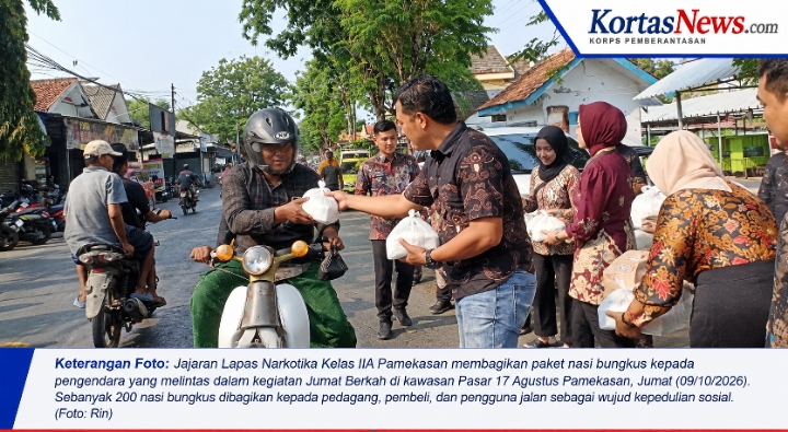 Wujudkan Pemasyarakatan Humanis, Lapas Narkotika Pamekasan Tebar 200 Nasi Bungkus di Jumat Berkah